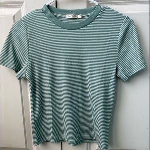 Green and White Striped Tee